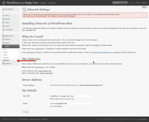WordPress 3.0 alpha New Blog Network Settings